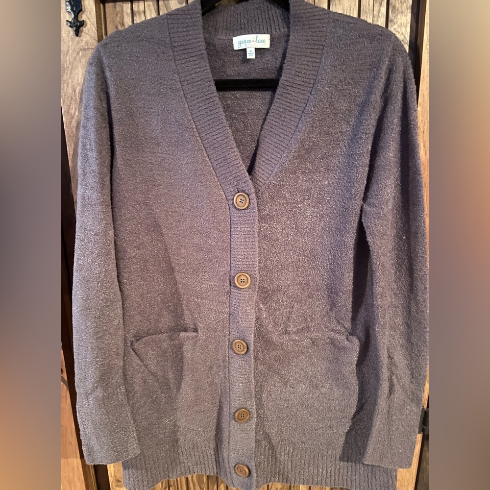 Grace & Lace Bamboo cardigan sweater Grey, exceptionally Soft